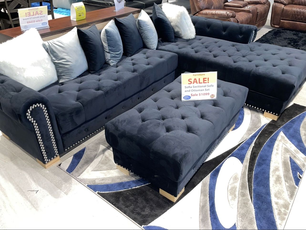 COMFY NEW SOFIA SECTIONAL SOFA AND OTTOMAN SET ON SALE ONLY $999. IN STOCK SAME DAY DELIVERY 🚚 EASY FINANCING