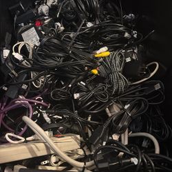 Huge Box of 100+ Cables – HDMI, USB, Ethernet, Power & More – Priced to Go!