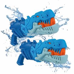 2 Pack Dinosaur Water Blaster Guns for Kids Adults - Dino Squirt Soaker Gun