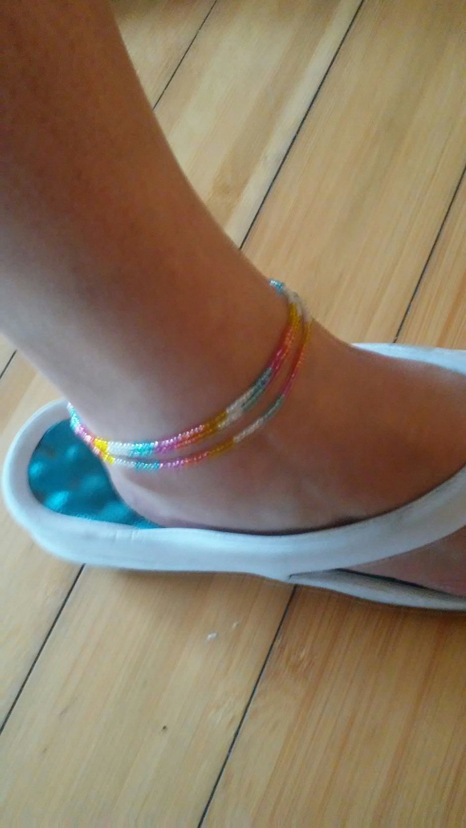 Glass Beaded Rainbow Anklet ( Handmade )