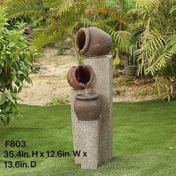 Brand New Polyresin 3-Tier Pots and Columns Fountain in Grey