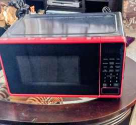 Red and Black Countertop Microwave
