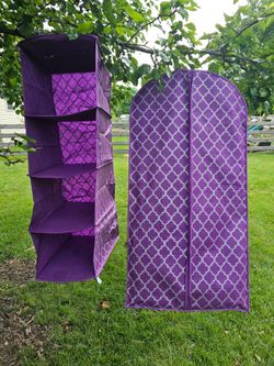 $25.00 - (2) Closet Organizers by Joy Mangano, QVC Exclusives!  Gorgeous Purple & White Colors/Modern Design - Like New!
