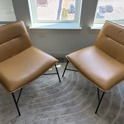 Two Tan  Decorative Office Chairs