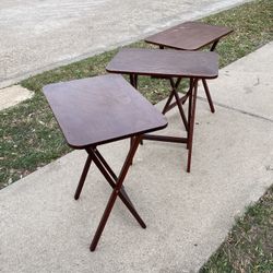 3 foldable wooden tables