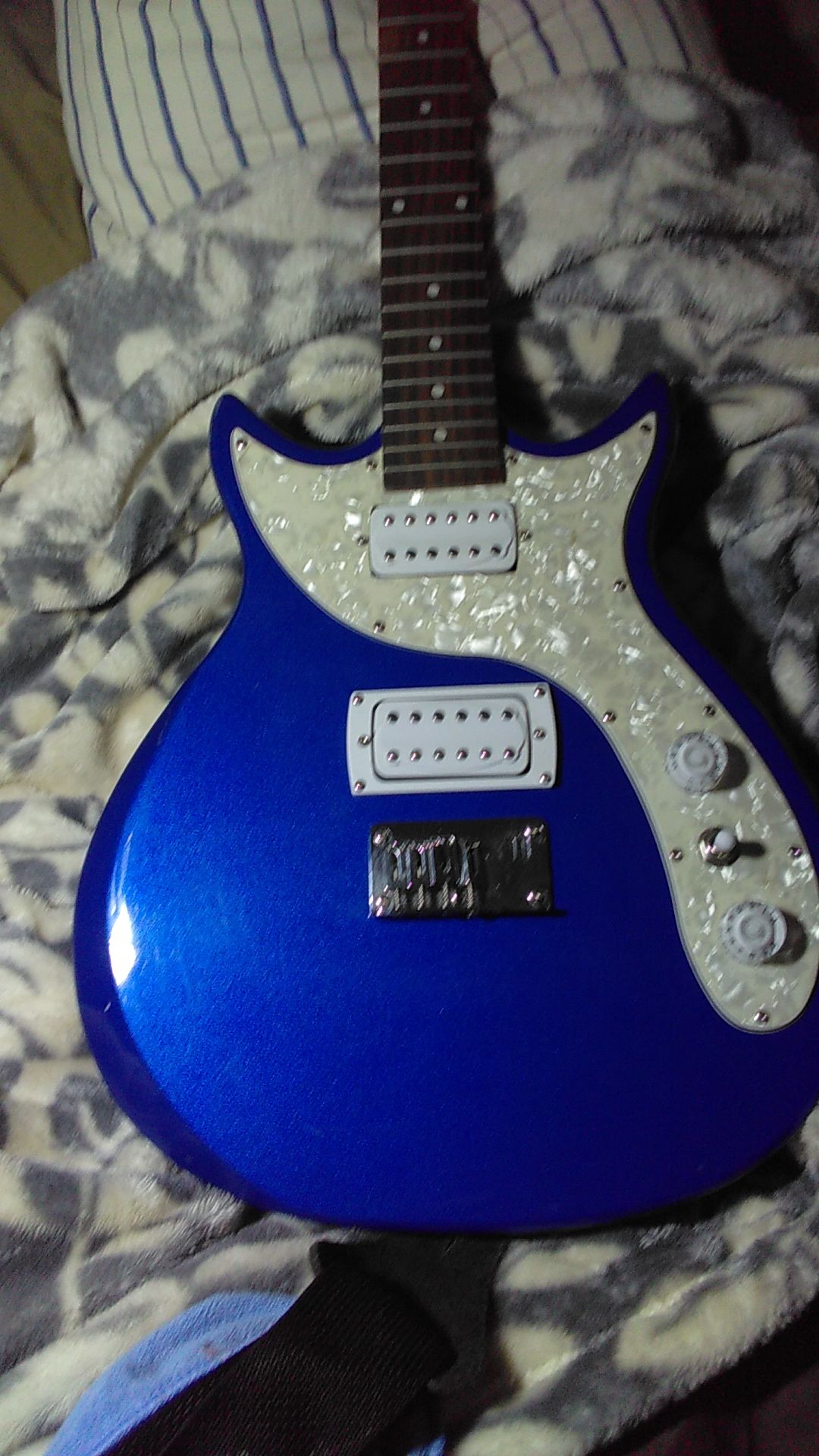 First Act ME447 Designer Double Cutaway Electric Blue Guitar