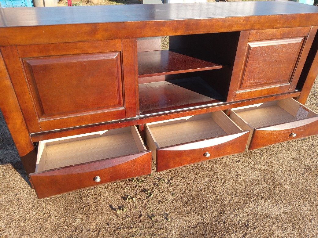 TV/console Table With Sliding Doors And 3 Drawers
