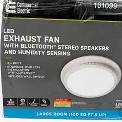 LED Exhaust Fan with Bluetooth Stereo Speakers and Humidity Sensing 