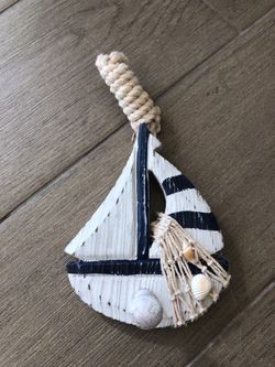 Wooden White Sailboat Hook 6”