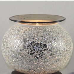 White Crackle Glass Oil Burner / Night Light