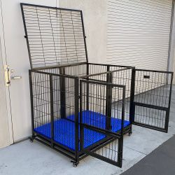 $280 (New) X-Large 49” heavy duty folding dog cage 49x38x43” double-door kennel w/ divider