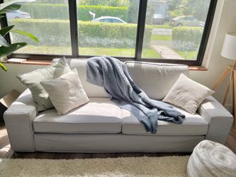 Set of two beautiful cozy IKEA kivik gray couches, machine washable, with some new covers, in excellent condition