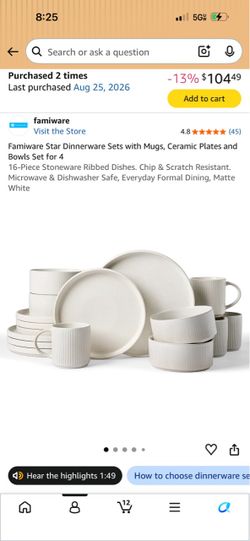 Dinnerware sets