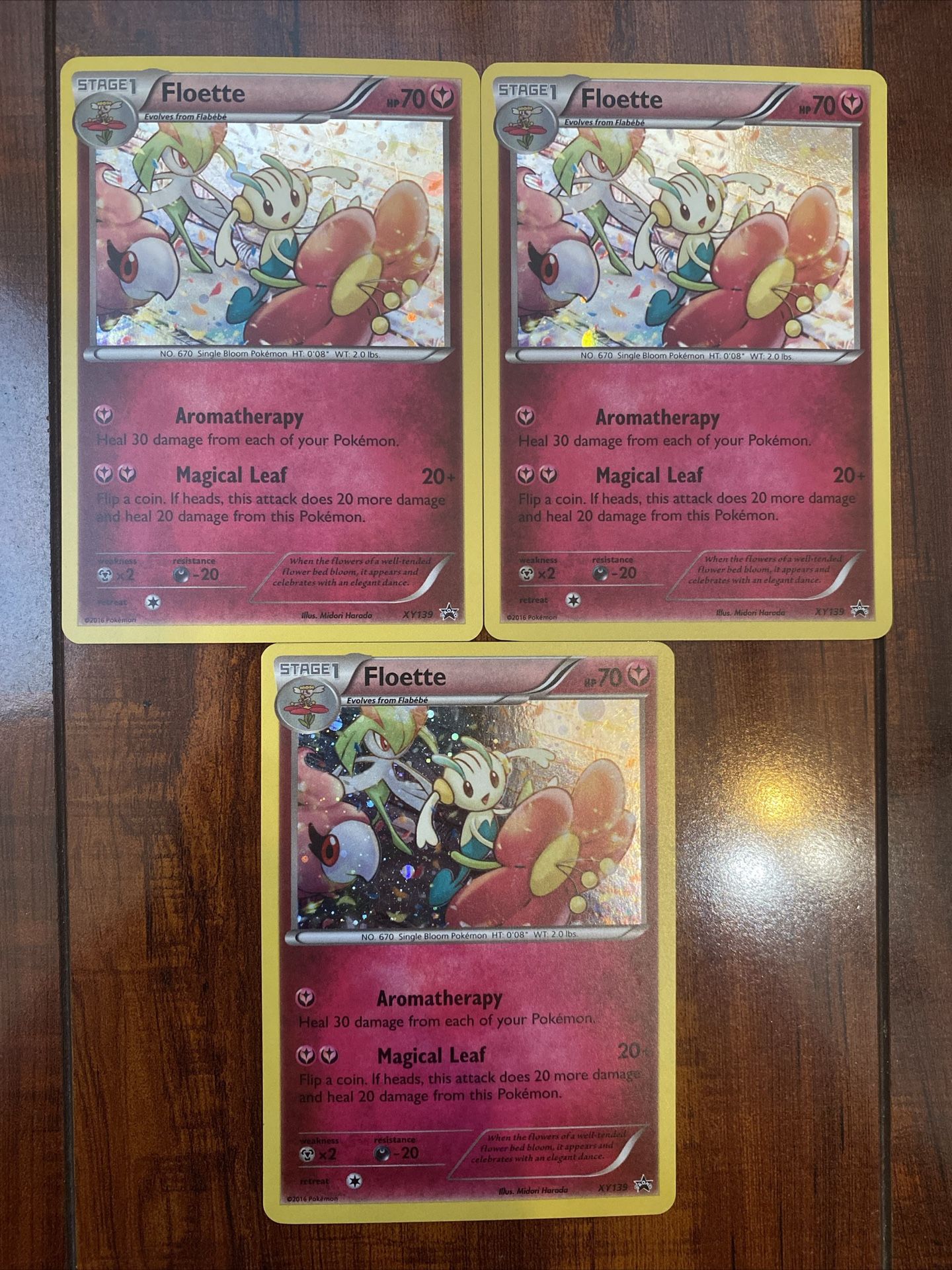 Pokemon 2016 Floette XY139 Black Star Holo Promo Lot of 3! NM