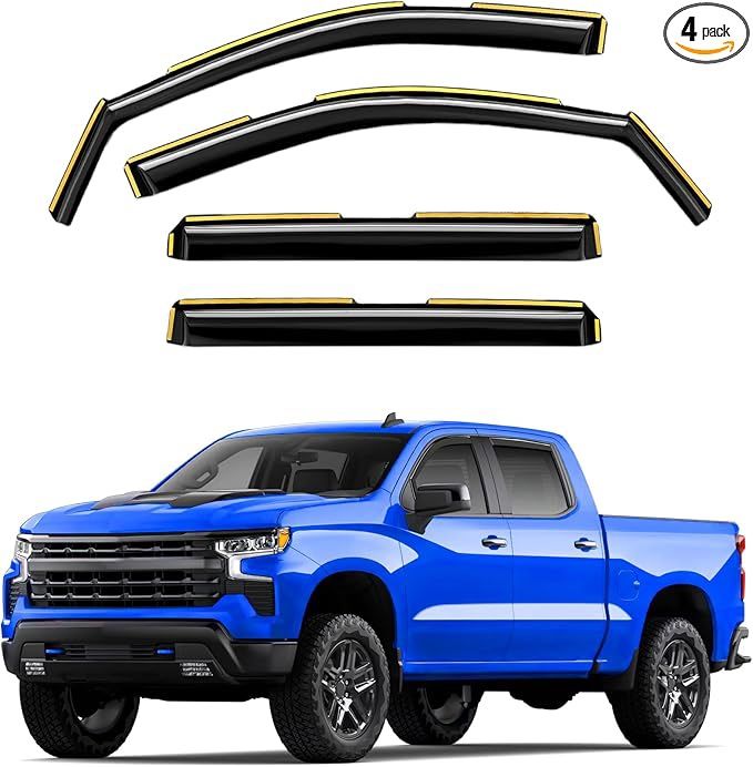 Car Window Visor Set for 2019-2025 Chevy Silverado/GMC Sierra 1500 Crew Cab