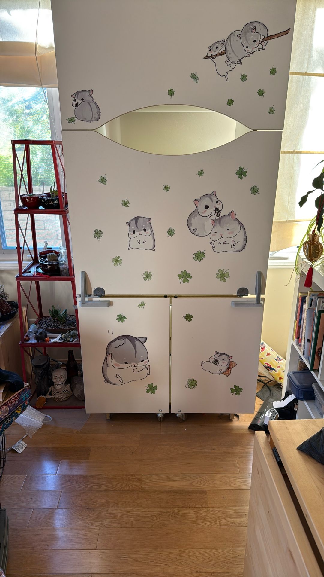 Fold Up Computer Desk With Storage, Adjustable Shelves