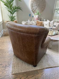 2 Pottery Barn Irving Roll Arm Leather Chairs $800 (originally $2000)