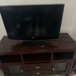 LG TV with Wooden Media Stand – Great Condition!