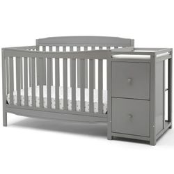 Grey Baby Crib With Changer