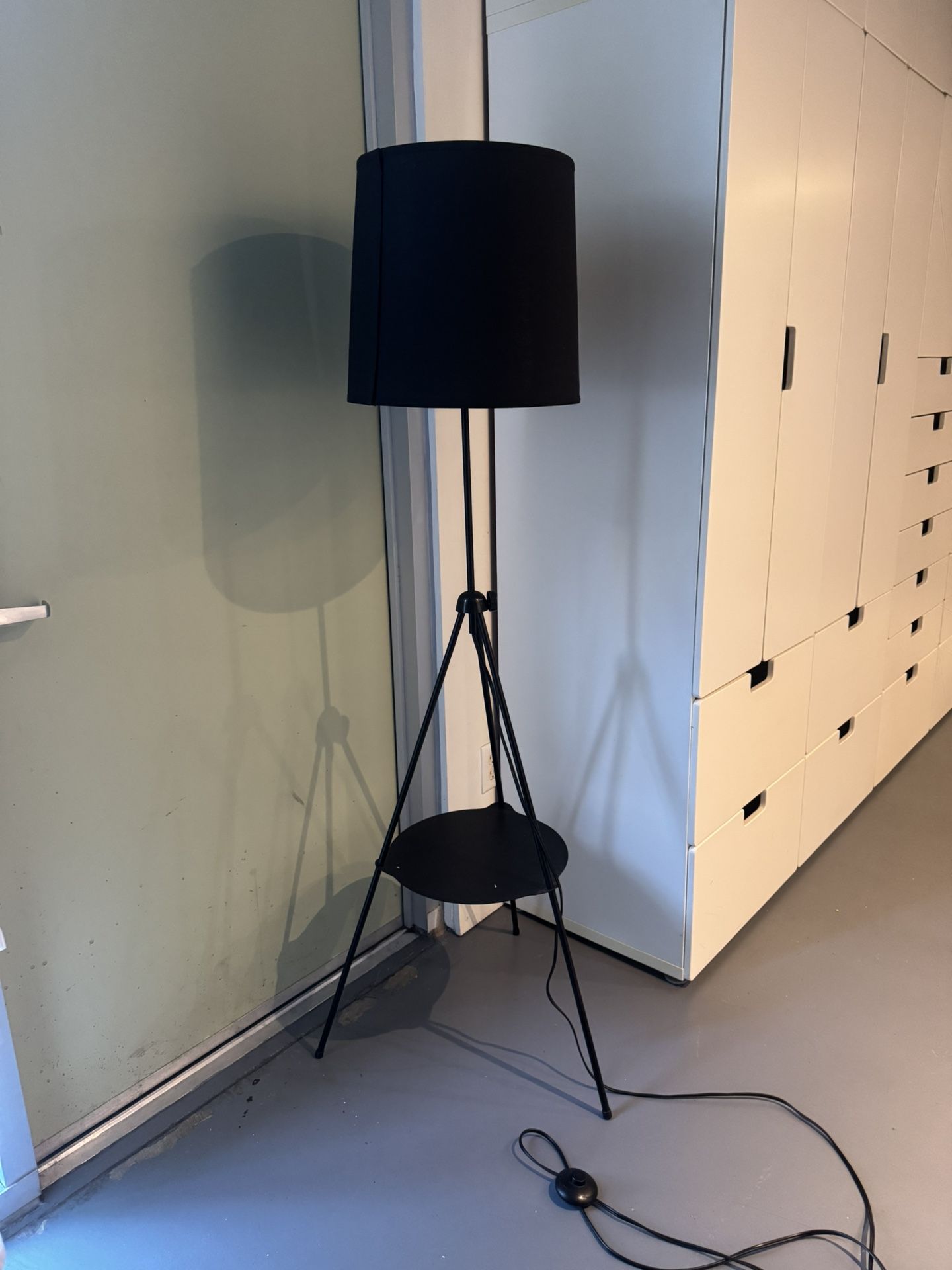 Floor Lamp with shelf and reflective inner shade
