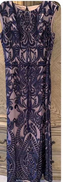 Vince Camuto Navy Sequins Gown-size 12