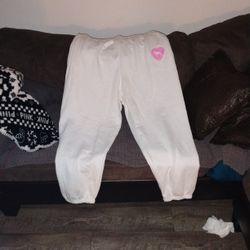Victoria Secret Pink White Sweatpants Xl