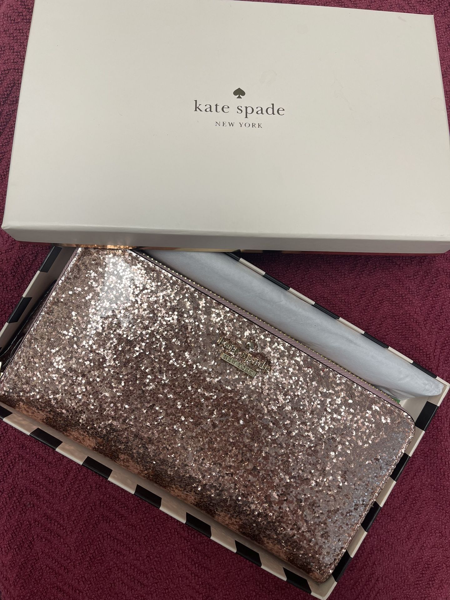 Kate Spade Glitter Bug Lacey Zip-Around Wallet -Color: Rose Style: #PWRU4540 Sparkly “Barbie” vibes!