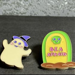 Halloween Enamel Pin Set Ghost Witch Tombstone Cute Spooky Pins