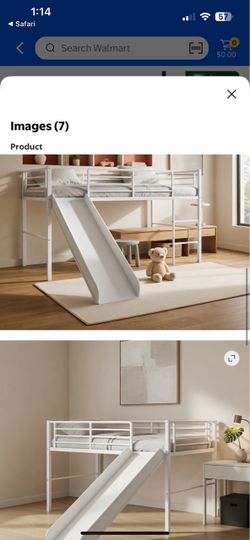 White twin bed with slide