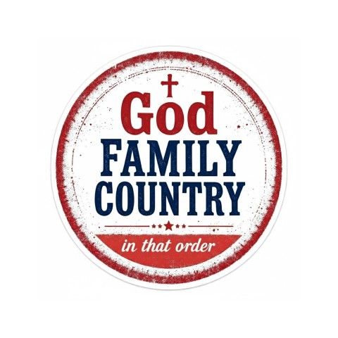 God, Family, Country - In That Order Vinyl Bumper Sticker
