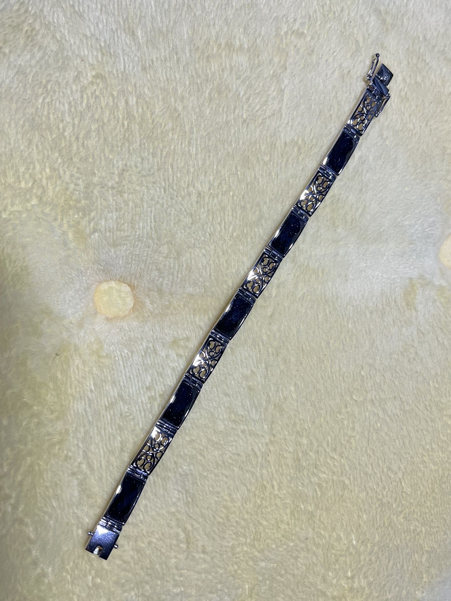 925 Sterling Silver with blue sandstone bracelet 