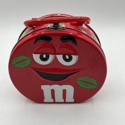 Vintage Red M&M Tin Candy Lunch Box