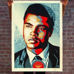 ✅ LARGE FORMAT LE/100 Muhammad Ali 2023 OBEY Giant SIGNED by Shepard IN HAND