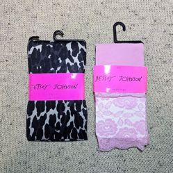 Betsey Johnson Lace Leggings & Camo Tights Womens M/L Set of 2 Bottoms NWT