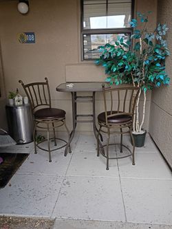 Glass and metal table set