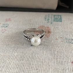 David Yurman Cable Collectibles Pearl Ring Sz 7