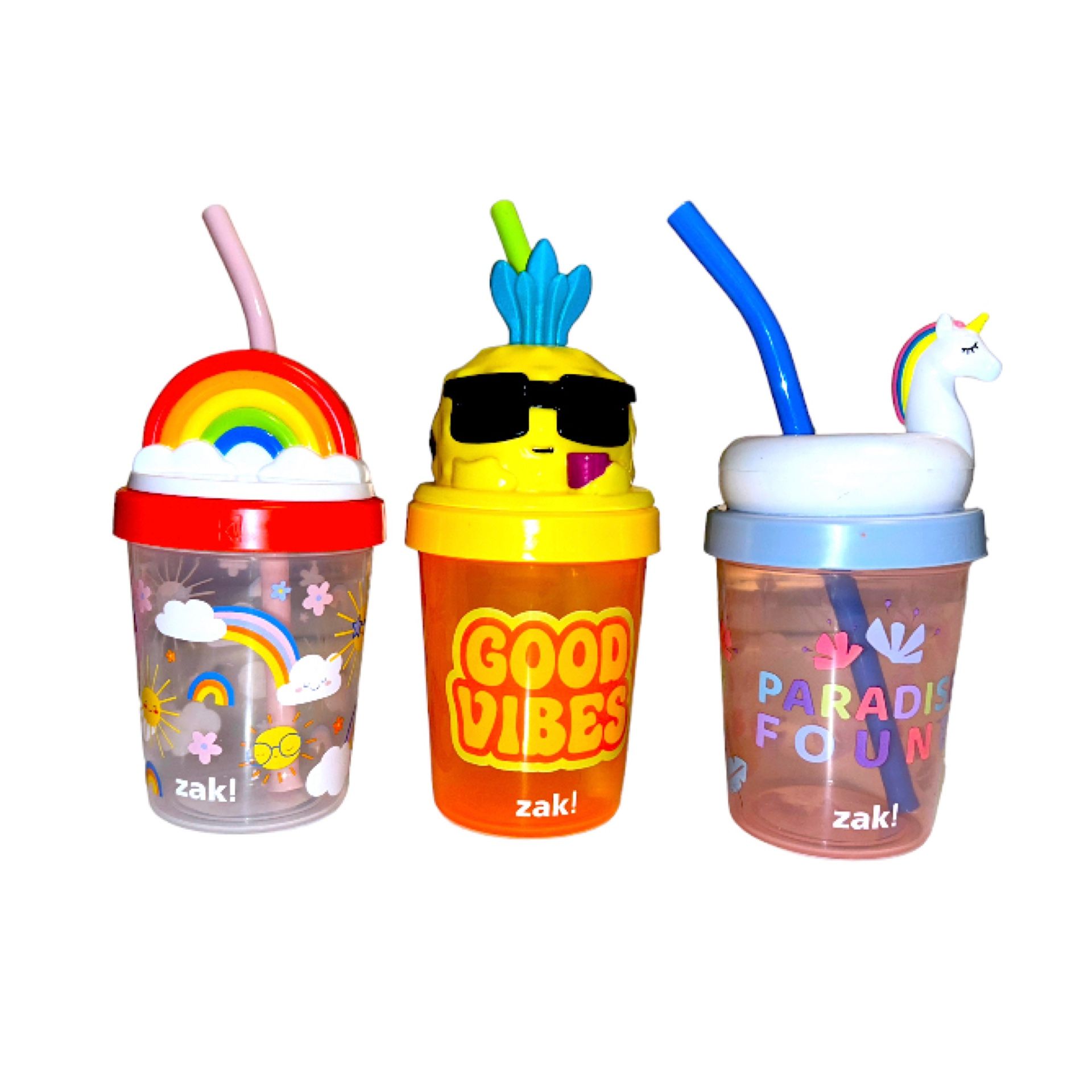 3ct FULL SET Target 13 oz Zak Summer Cup Tumblers with Straws
