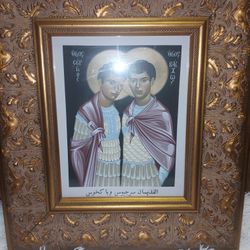 Antique Holy Card Sts. Sergius And Bacchus By R. Lentz For Sale.