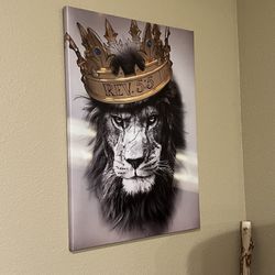 Lion Canvas Painting Wall Art Crowned 