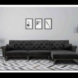 L Shape Sectional Couch Sleeper + Chaise Lounge
