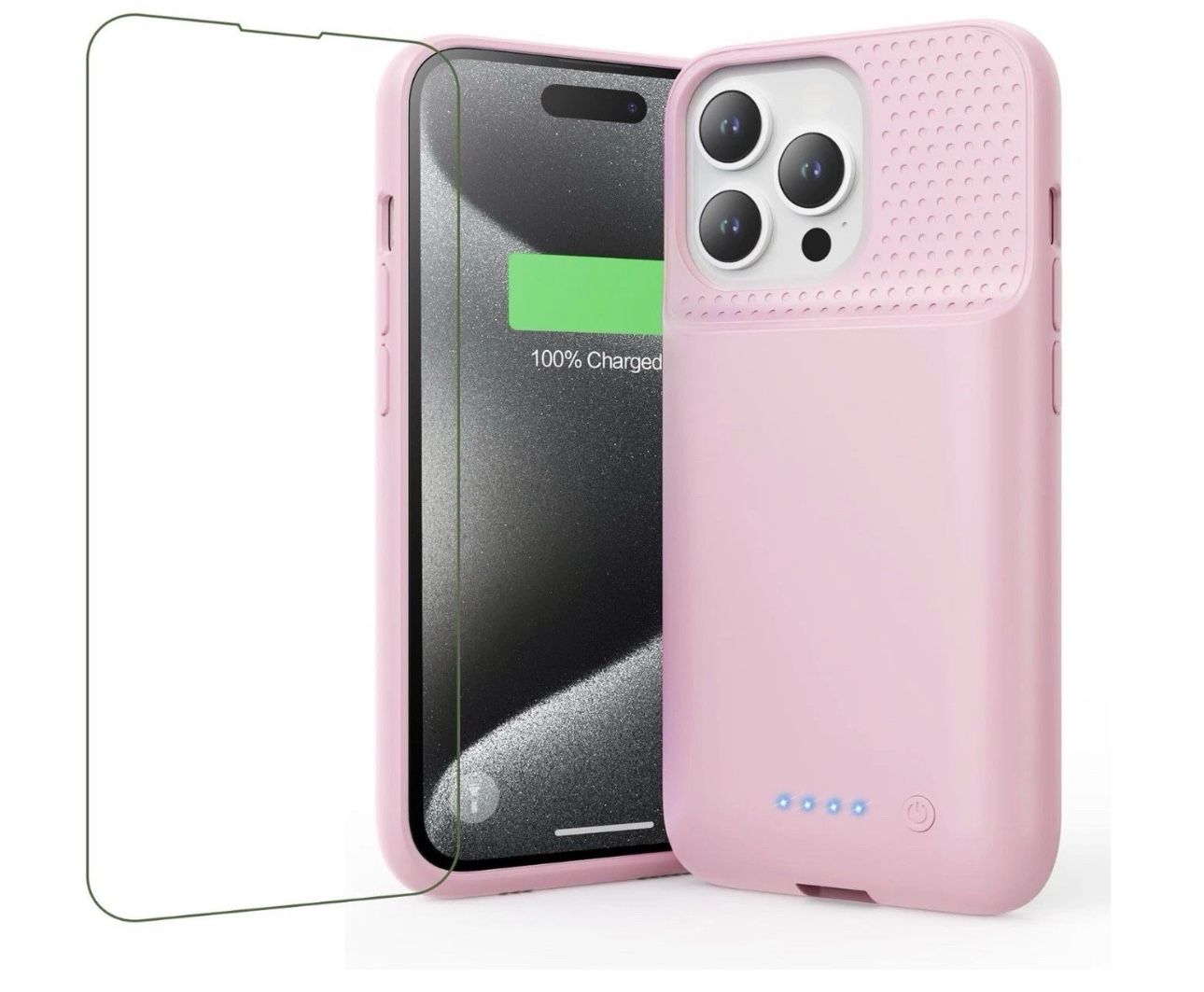 Battery Case for iPhone 15 Pro Max 7500mAh 15W Fast Charging Case Pink