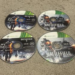 XBOX 360: Battlefield 3 and 4 LOT OF 2 Discs Only Tested