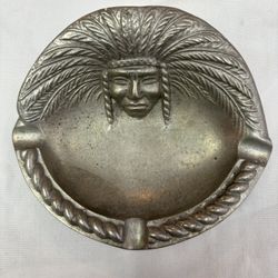 Vintage Cast Aluminum Indian Chief Ashtray Dish