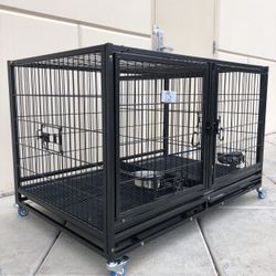 Dog Pet Cage Kennel Size 43 With Divider And Feeding Bowls New In Box 📦 