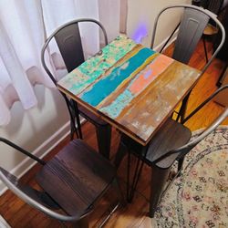 Wood & Metal Bar Stool Dinette Set