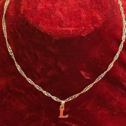 925 NEW SILVER Necklace With  L  Pendant 