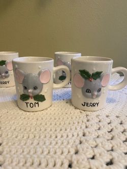 Vintage Tom and Jerry holiday mugs