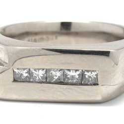 Mens Diamond/14K White Gold Fashion Ring