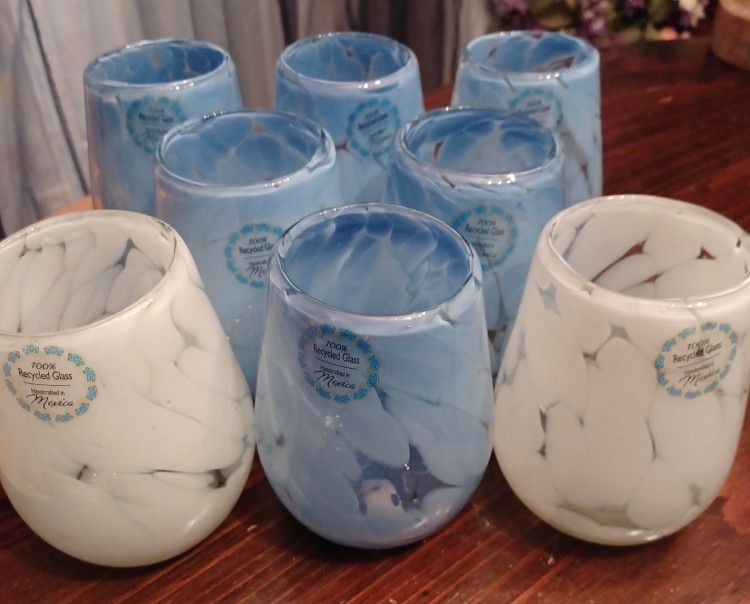 Murano Style Drinking Glasses X8.