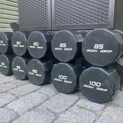 Iron Grip Brand Commercial Gym Quality Urethane Dumbbells - 75, 80, 85, 90, 95 And 100